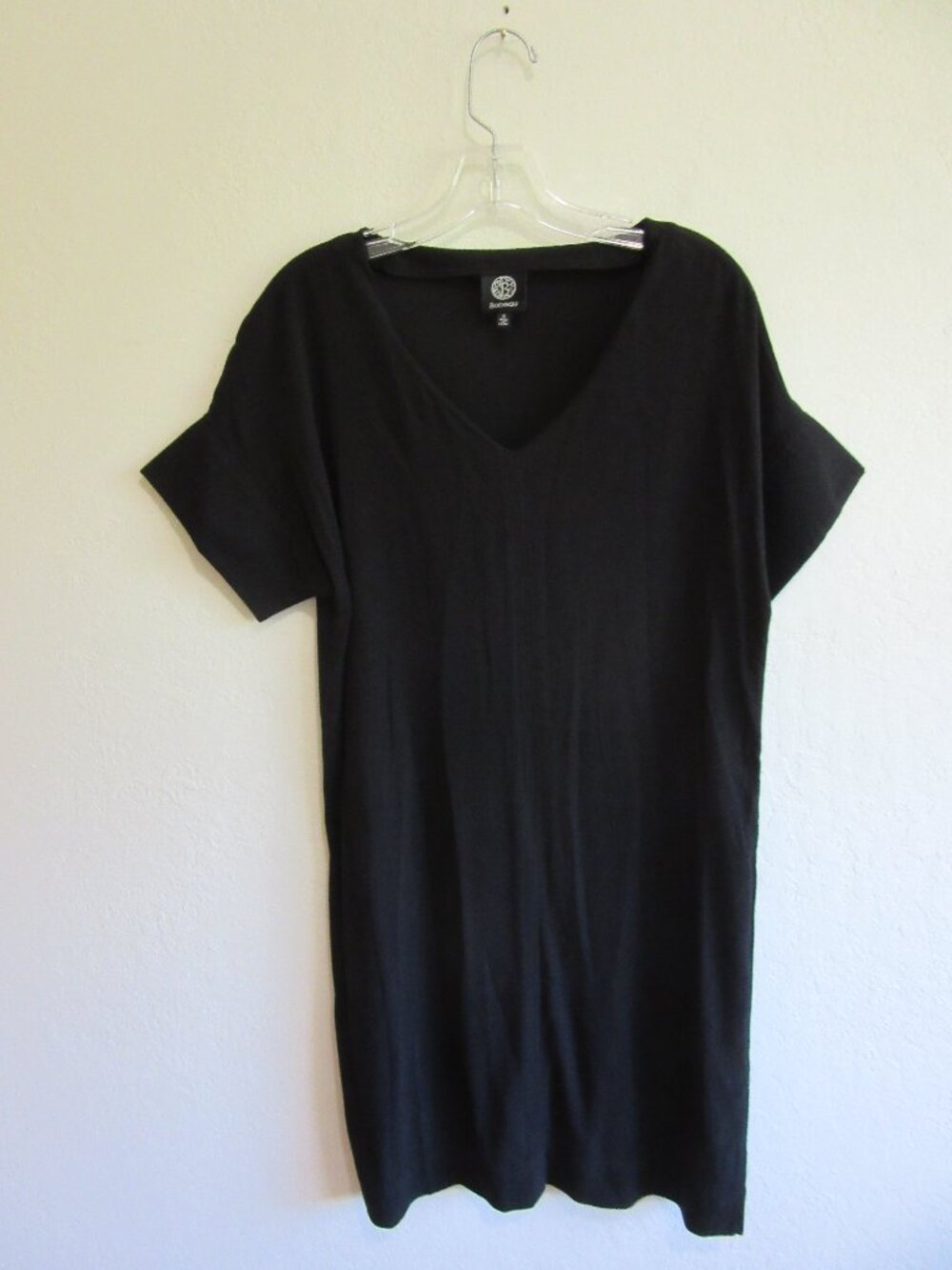 Bobeau Black S Pullover Shift Mini Short Sleeve Dress